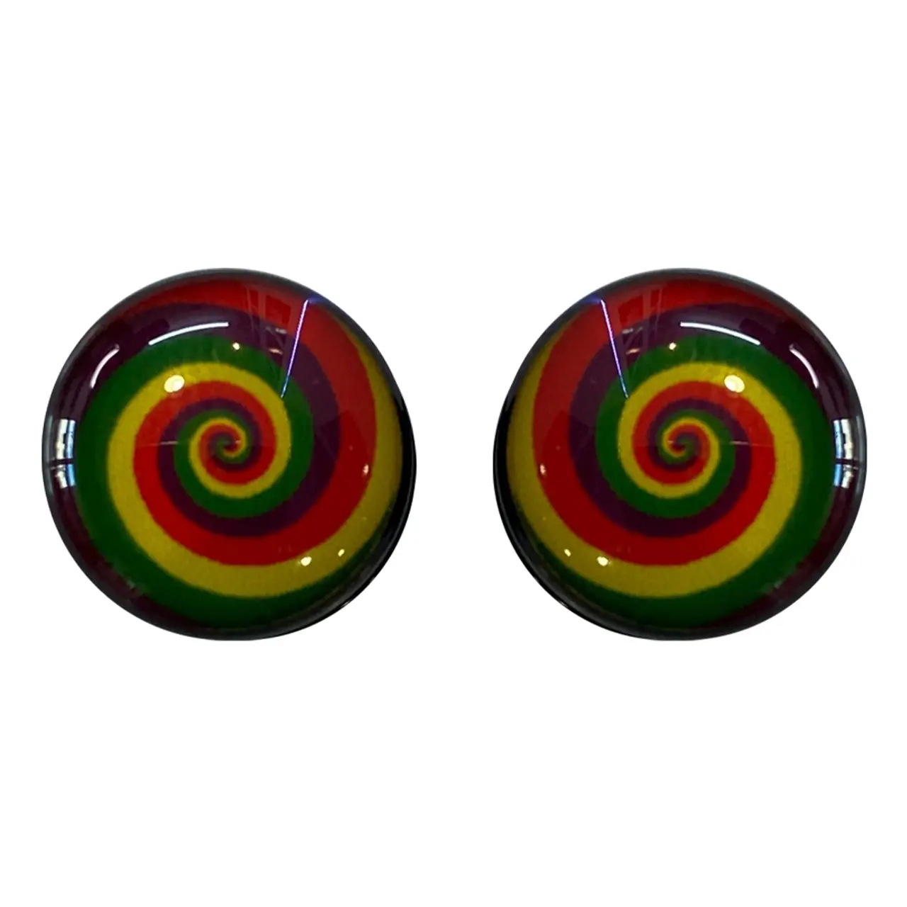Ear plugs Screw Fit Light weight Acrylic with Rainbow Design Sold as Pair