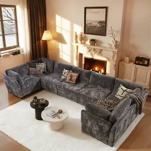 CAODOC 7PCS Oversized Modular Sectional Sofa,Convertible Sectional Cloud Couches with Deep Seat Sofa Cushion, 7 Seater Large Modular Sectional Sofa For Living Room