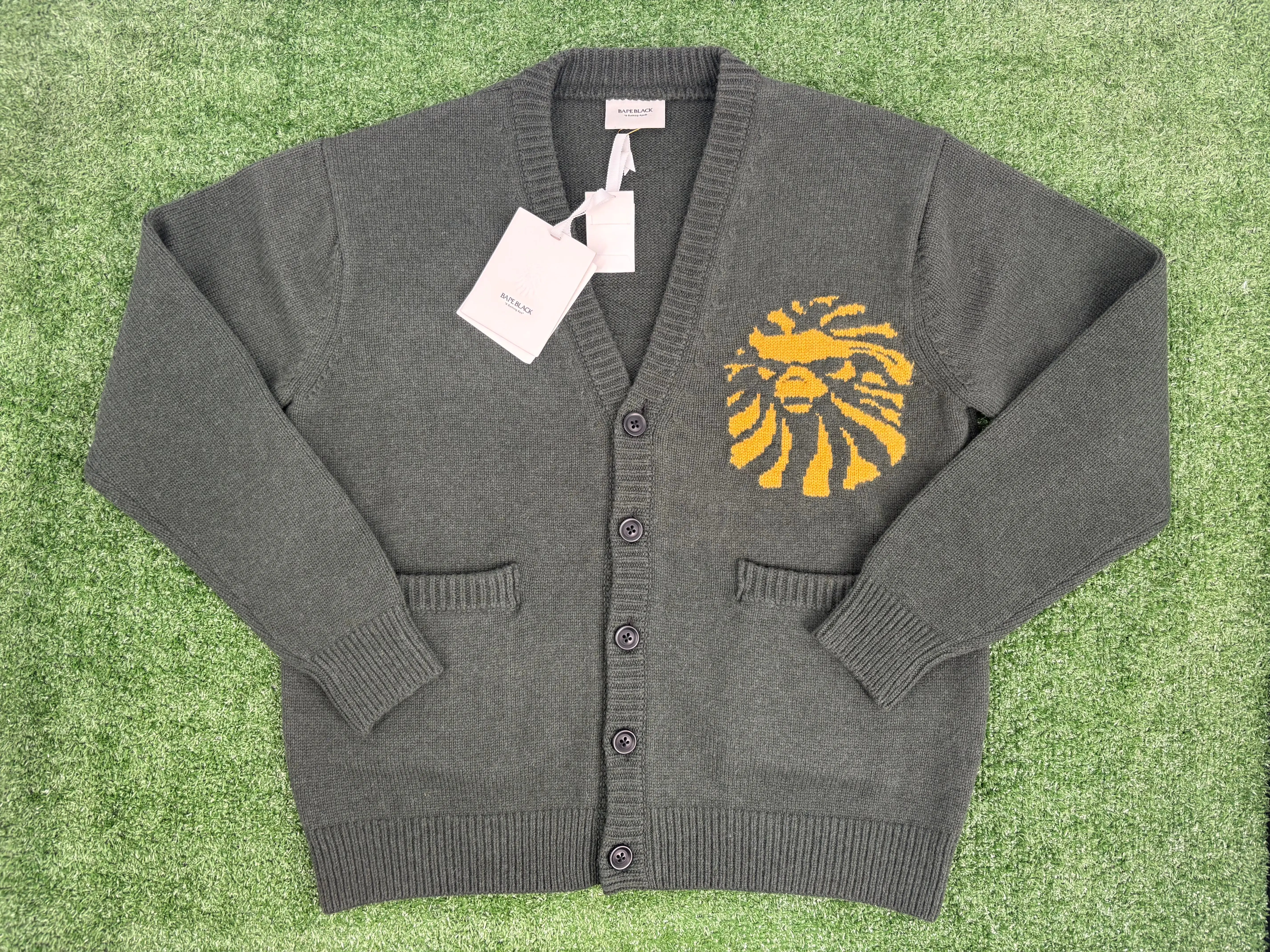 BAPE Black Japan Green College Cardigan Size Medium (MSRP: $608)