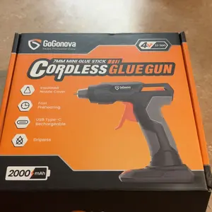 【Spring DIY】GoGonova Glue Gun, 20s Fast Preheating Anti-drip Cordless Glue Gun, 2Ah USB-C Rechargeable with 25 Pcs Mini Glue Sticks, Smart Power-Off Tool Rubber Portable Handle, Glueing Work Glueing Project