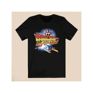 Men's 'Back to the Future' Black T-Shirt S-3XL Regular Fit Pure Cotton Retro 1985 Design Featuring DeLorean Pattern Suitable for Casual Outings and Sports Movie Inspired Shirt Elastic and Comfortable