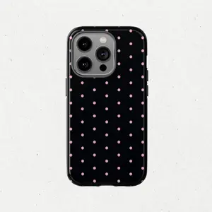 Pink Polka Dot iPhone phone Case for iPhone17 ProMax 16Pro 15 14 13 iphone 12 Double Layer Protective Shockproof Smartphone Cover
