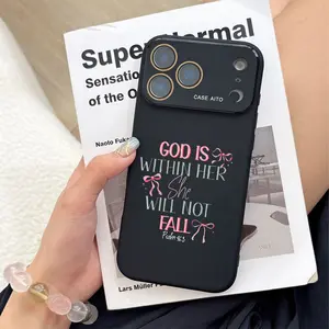 Pink Style God Is Within Her Design Phone Case Soft Color Palette With Bow Details Smooth Matte Finish Skin-Friendly Grip Drop-Proof & Dust-Resistant Elevate Your Phone's Protection And Comfort For iPhone 17 16 15 14 13 12