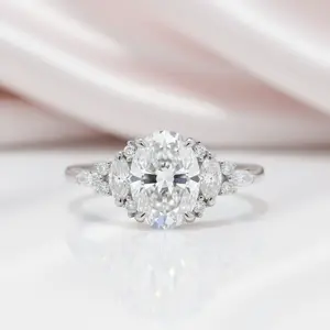 3.0Ct Oval-cut Diamond Option White Gold Engagement Ring