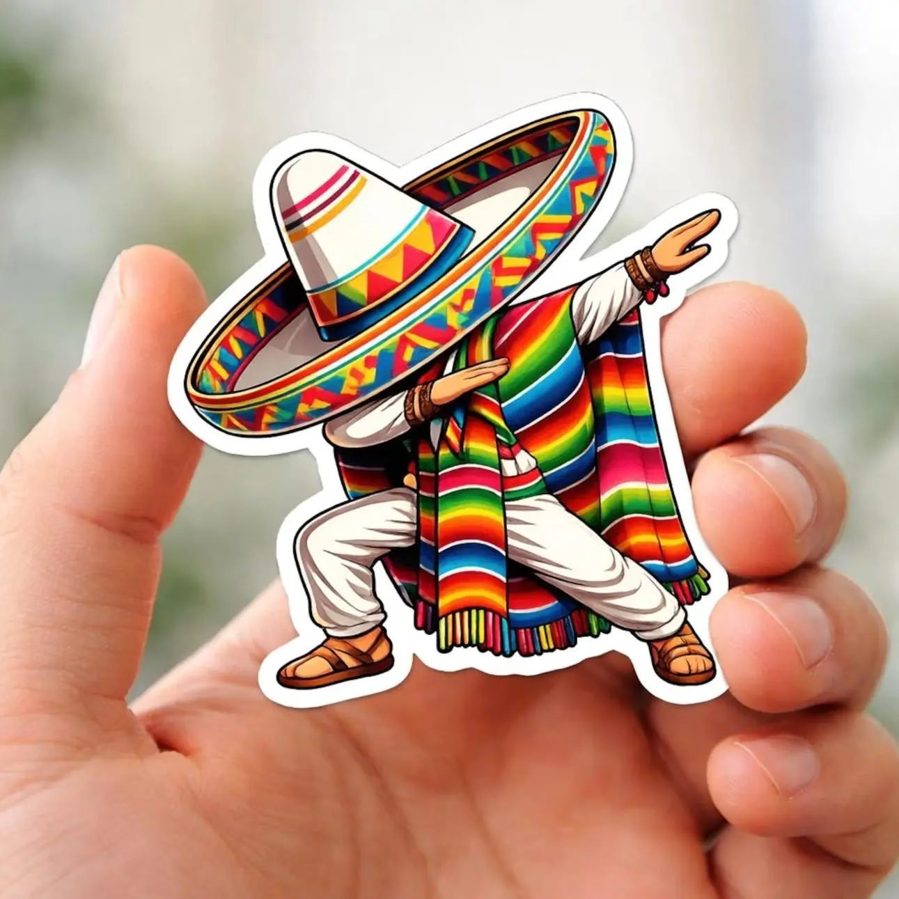 Mexican Dabbing Sombrero Sticke | Funny Cinco De Mayo Sticker | Mexican Poncho Meme Decal | Car Laptop Water Bottle Sticker