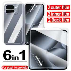 [6 In 1] 2 Screen + 2 Outer + 2 Back Hydrogel Film Compatible With for Google 10 Pro Fold/Pixel Fold/9 Pro FoldScreen Protector Screen Protector Fingerprint Resistant Touch Sensitive