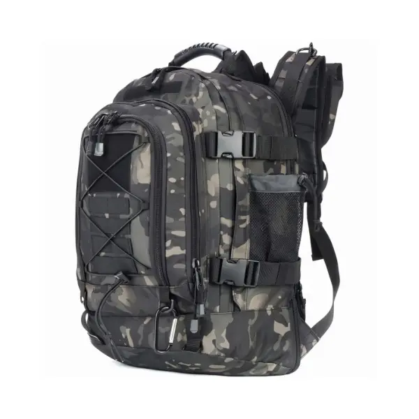 Heavy Duty Style Tactical Molle Backpack - Men's Everyday Carry 3-Day Assault Rucksack, Hiking/Light Outdoor All-Terrain Bushcraft Bag for City Use (Black), Nylon, Tactical Backpacks, Hiking Backpacks, 39-64L