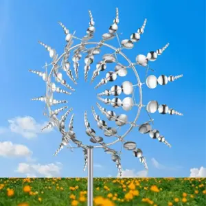 Metallic Kinetic Windmill, Outdoor Garden Decor, Creative Lawn Art Spinner, Garden Decoration Supplies for Outdoor Yard Lawn, Garden Sculptures Statues, Garden Accessories