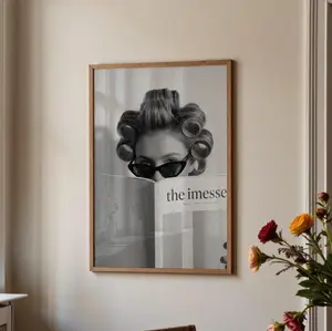 [SALE UP TO 50% + FREE SHIP] Vintage Hair Rollers Print, Retro Aesthetic Decor for Beauty Salon, Black and White Fashion Magazine Poster
