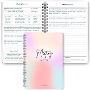 Meeting Notes Notebook, Professional Note-Taking, Office Stationery, Planner, Plan and Track Important Meetings, A5 Spiral Binding, Multicolor Options