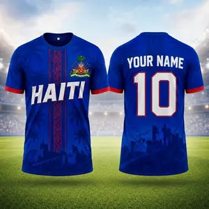 Custom Haiti Soccer Jersey, Personalized Football Shirt, Custom Name Number  Blue Sports Fan Gift