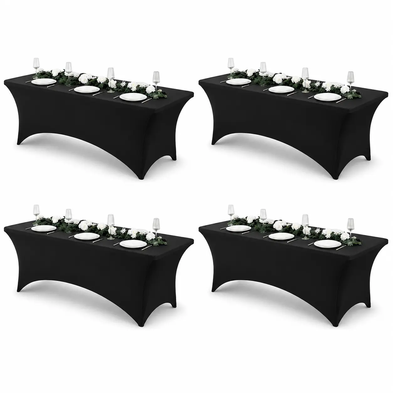Craft And Party 4 Pack Spandex Tablecloth, Fitted Tablecloth, Stretch tablecloth for arty, Wedding, Cocktail, Banquet, Festival, Tradeshow