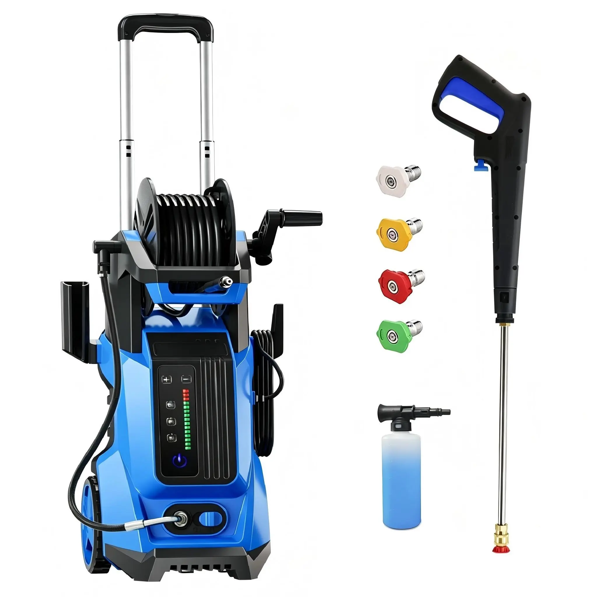 4500PSI 4.0GPM Electric Pressure Washer, 15 Level Adjustable Touch Screen, Versatile Home and Auto Cleaning, with 4 Adjustable Nozzle, 500ML Soap Tank, Stainless Steel Lance and Total Stop System for Car Wash, Home, Patio Cleaning