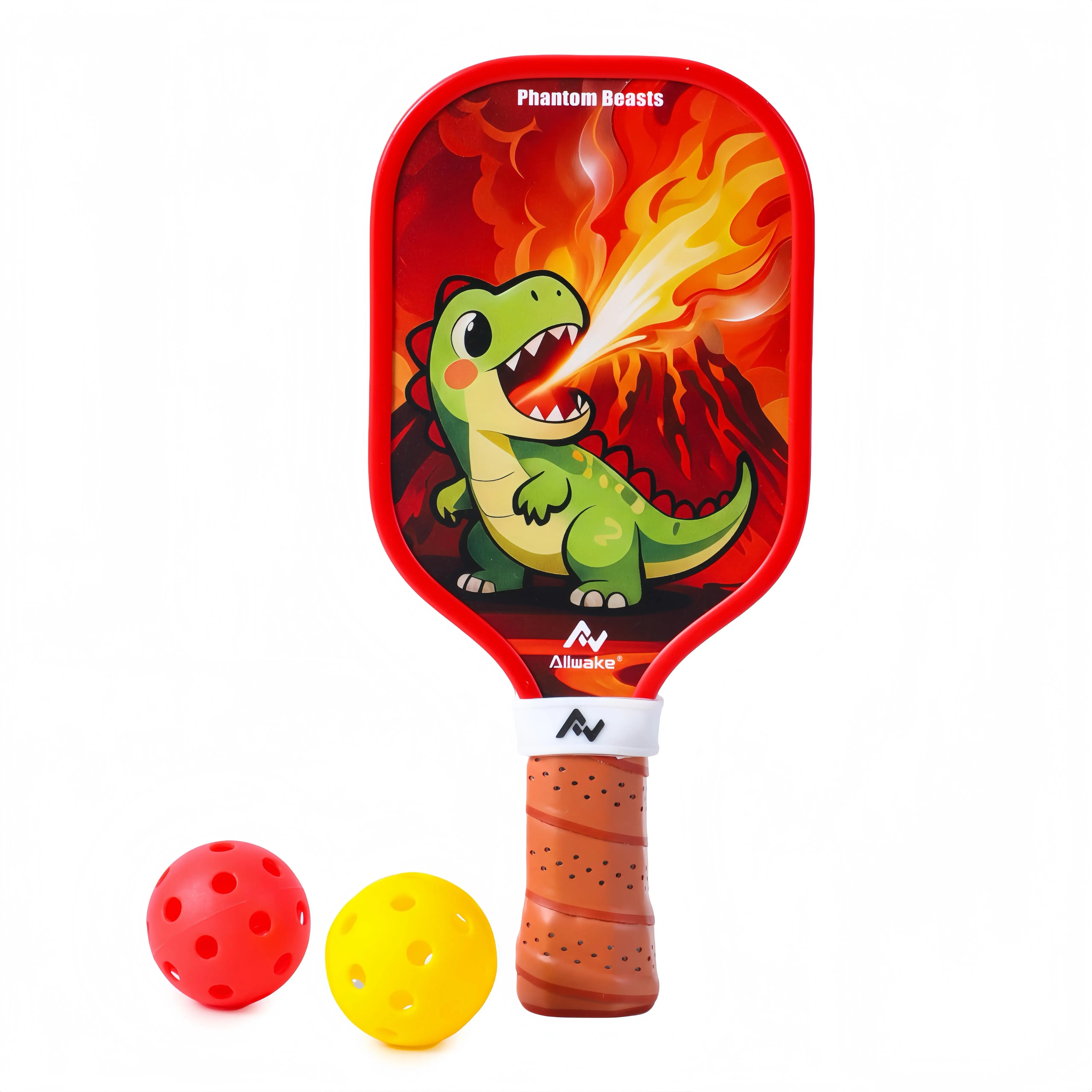 ALLWAKE Mini Pickleball Paddles Set of 1 Paddle 2 Ball, Lightweight Design Small Grip for Boys Girls Family Game