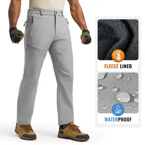 GOPUNE Men's Snow Hiking Pants Fleece Lined Waterproof Ski Winter Pant Softshell Camping Travel Ice Fishing Hunting Pant