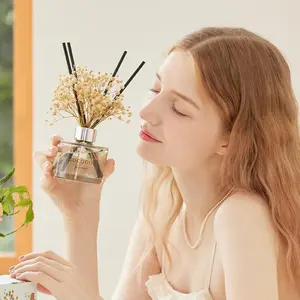 COCODOR Flower Reed Diffuser Set / 6.7oz / Scent Diffuser with Sticks Home Fragrance Reed Diffuser for Bathroom Shelf Decor