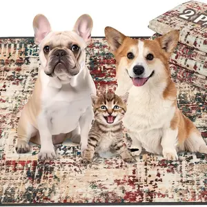 Washable Bohemian Pet Mat - Urine & Stain Resistant Floor Rug for Dogs & Cats, Non-Slip Sofa & Coffee Table Cover, Easy to Clean & Maintain