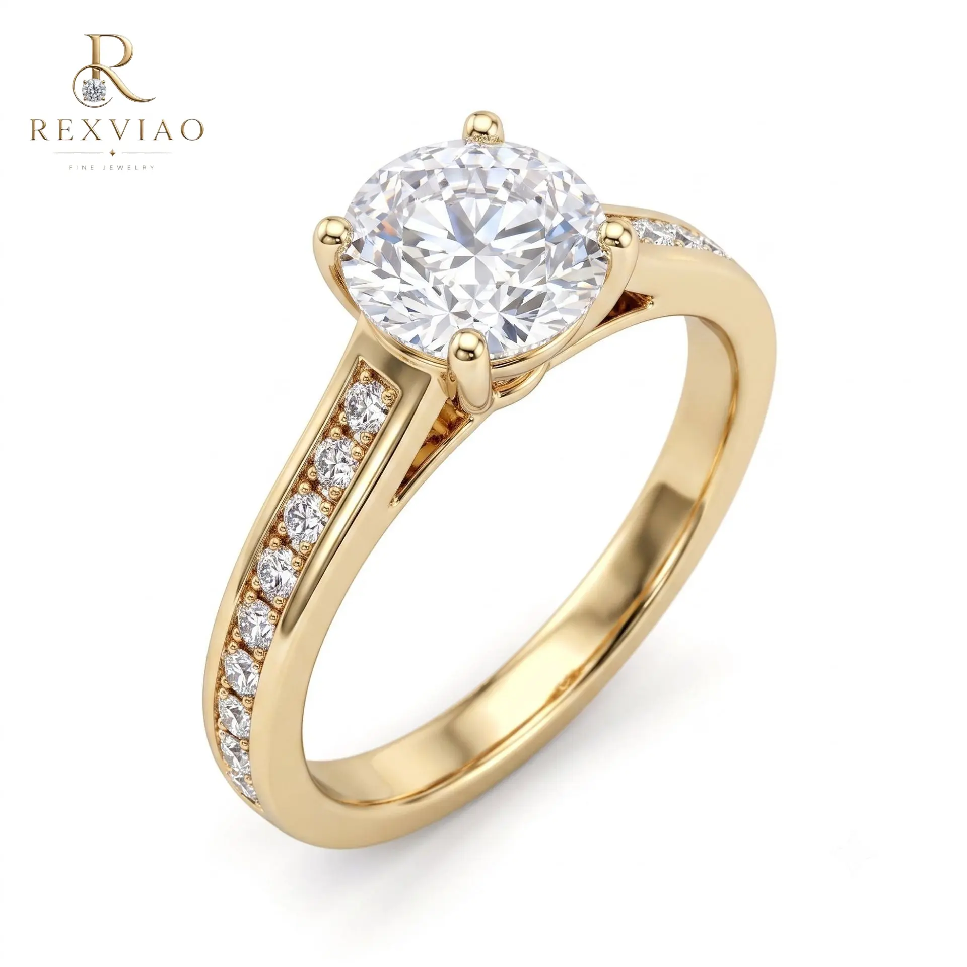 Rexviao Women's Ring | Stylish & Minimalist 4-Prong Set 5A Cubic Zirconia | A Surprise Gift for a Loved One | Suitable as an Engagement or Proposal Ring | Sizes 5–10