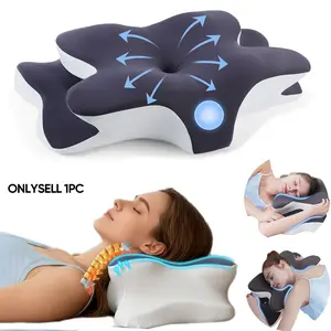 Double-Sided Neck Pillow Unscented Orthopedic Supportive Memory Foam Pillow with Cooling Cover Zoned Design for Deep Sleepers Contoured Pillow with Extra-Large Armrest for Side Sleep Stomach Sleeping and Back Sleepers