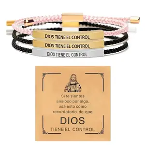 "GOD IS IN CONTROL"/"DIOS TIENE EL CONTROL"Bracelet- Inspirational Bracelets for Women & Men Up to 10in-Christian Faith Bracelets Adjustable Braided Tube Motivational Birthday Jewelry Inspirational Gifts for Women Trendy 2026 ﻿