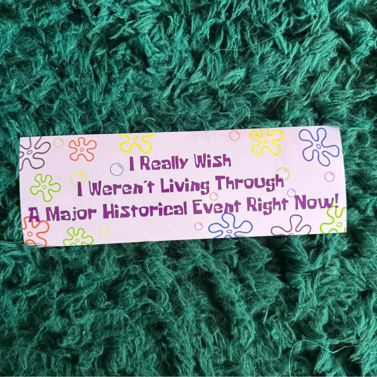 Funny Spongebob Style Bumper Sticker – Historical Event Humor (11x3.75 inches)