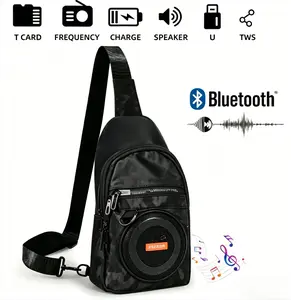 Outdoor Bluetooth Speaker Backpack, Waterproof Chest Bag with Bass Boost, Portable Music Pack for Beach Camping Hiking Father’s Day Present