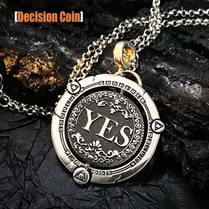 【YES or NO】Decision Coin Rotating Necklace Pattern Hollow Rotating Fashion Accessories Daily Match