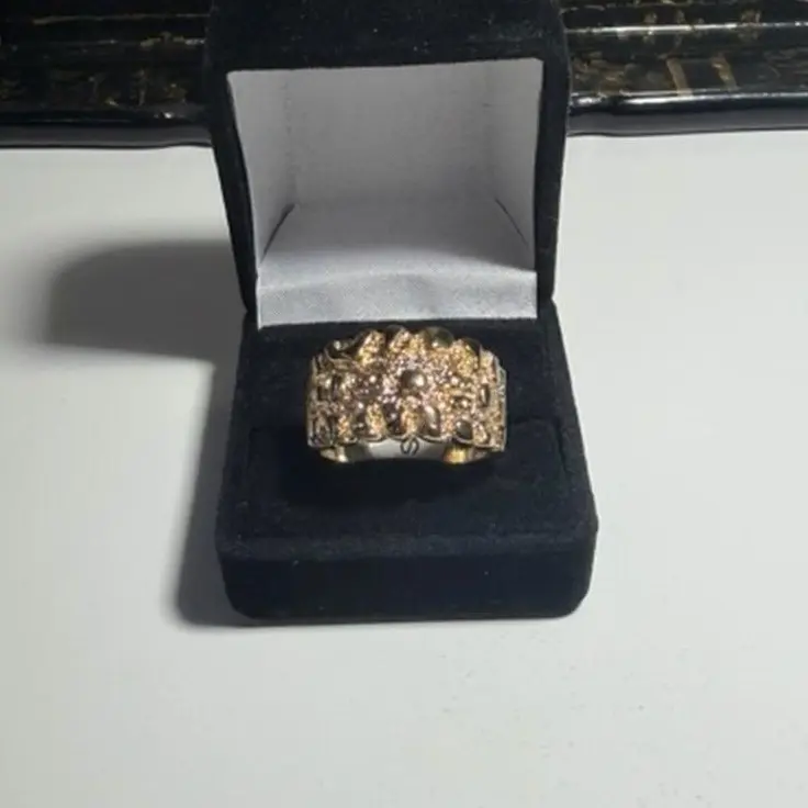 Go Tone Nugget Ring - Size 12, Elegant Design for Men, Everyday Wear Fashion Accessory Rings, Modern, All Seasons