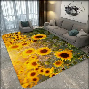 1 sunflower themed carpet, soft and absorbent, anti slip and wear-resistant, with good elasticity, suitable for living rooms, bedrooms, kitchens, bathrooms, and other home decor, outdoor decoration, durable and washable, can be used as a pet mat