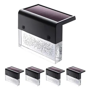4 Pack solar LED deck lights suitable for garden railing lights, fence lights, outdoor step lights, stair lights, terraces, stairs, railings, gardens, and swimming pools waterproof outdoor warm white/7 color changing lighting Flood