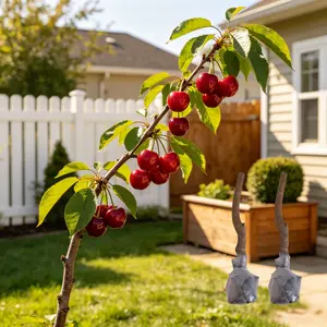 (HZ#FF) Live Cherry Tree Sapling, Hardy Deciduous Fruit Tree for Backyard, Courtyard and Outdoor Garden, Adaptable Young Plant for Ground Planting & Large Container Cultivation, Ideal for Home Gardeners