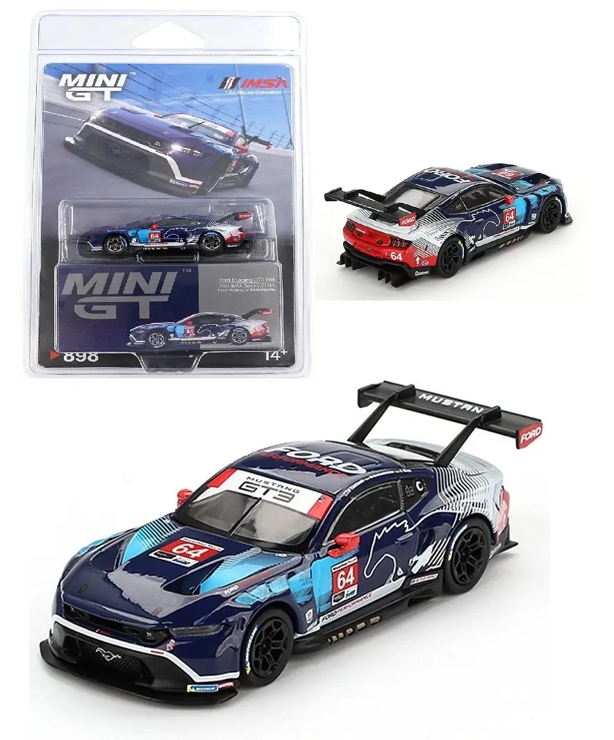 MINI GT FORD MUSTANG GT3 #64 FORD MULTIMATIC MOTORSPORTS 2024 IMSA 1/64 DIECAST MODEL CAR MG00898-3F