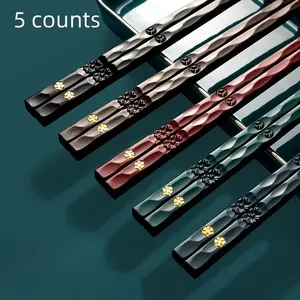 Random Color Reusable Chopsticks, 5 Pairs Modern Simple Non-slip Durable Chopsticks, Dishwasher Safe Chopsticks, Household Tableware for Kitchen Dining Room, Cutlery, Kitchenware