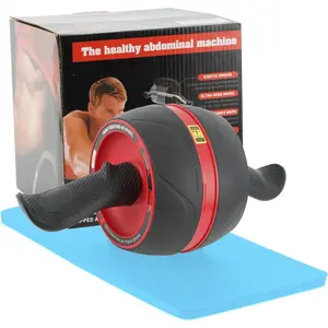 Ab Roller Wheel For Core Workout & Strength Training At Home, Exercise Wheel Equipment with Knee Pad for Men & Women, Rebound Abdominal Training Roller for Abs Core Workout Fitness for Home & Gym, Red