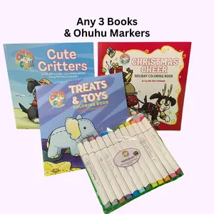 3-Book Premium Coloring Bundle + Ohuhu Markers | Choose Any 3 Books + 12-Pack Markers