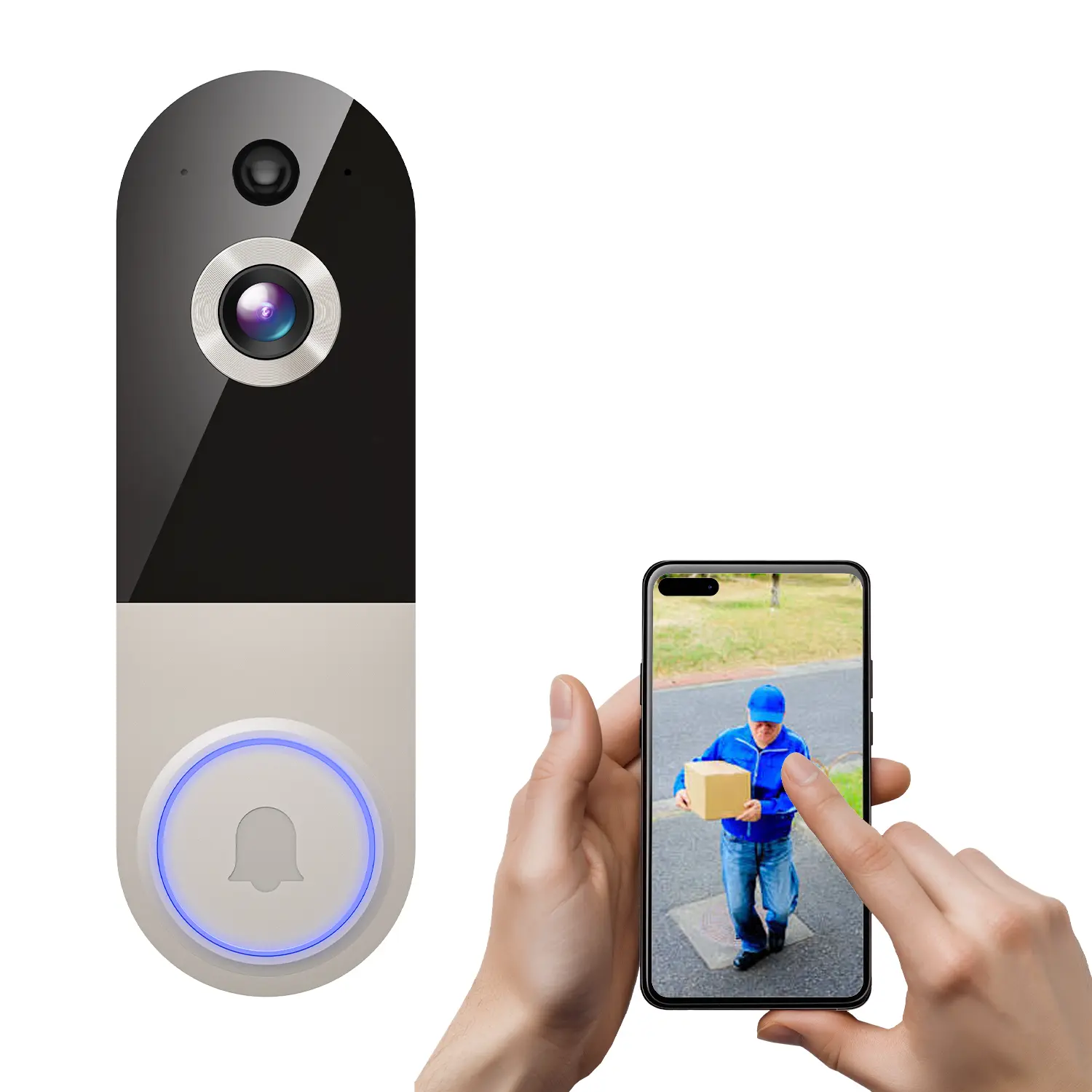 Wireless 1080p Video Doorbell Camera, AI Human Detection, Live View, 2-Way Audio,  Night Vision, 2.4G Wi-Fi, Cloud Storage, Indoor/Outdoor Surveillance Cam