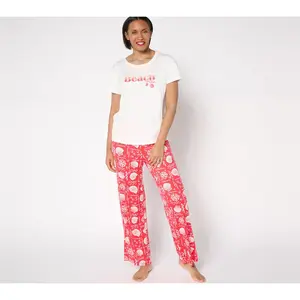 AnyBody Tall Luch Jersey Sleep Set with Graphic Tee and Ankle Pants