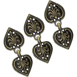 6 Pairs Baroque Spade Hook and Eye Cloak Clasp Fasteners 48mm x 19mm Fastened. (Antique Brass)