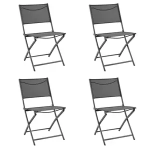 Yaheetech Set of 4 Outdoor Texteline Folding Dining Chairs with Backrests, All-Weather Chairs for Garden/ Lawn/ Porch/ Backyard Pool