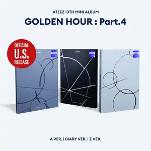 ATEEZ – GOLDEN HOUR : Part.4 [POP-UP Exclusive Photobook Ver.] | Official K-Pop CD Album | A / DIARY / Z Versions | 64p Photobook + Accordion Book + Folded Poster + 4 Photocards (incl. U.S. + POP-UP Exclusive) | Title Track “Adrenaline”