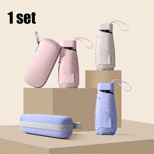 【Buy 1 Get 1 Free】Ultra-Mini Pocket-Sized Folding Wind Resistant Umbrella - Smaller Than Most Smartphones, Fits Easily in Purse/Pocket with Storage Case, UV Protection Black Coating, Windproof Double Ribs, Stylish Macaron Colors for Daily & Travel Use