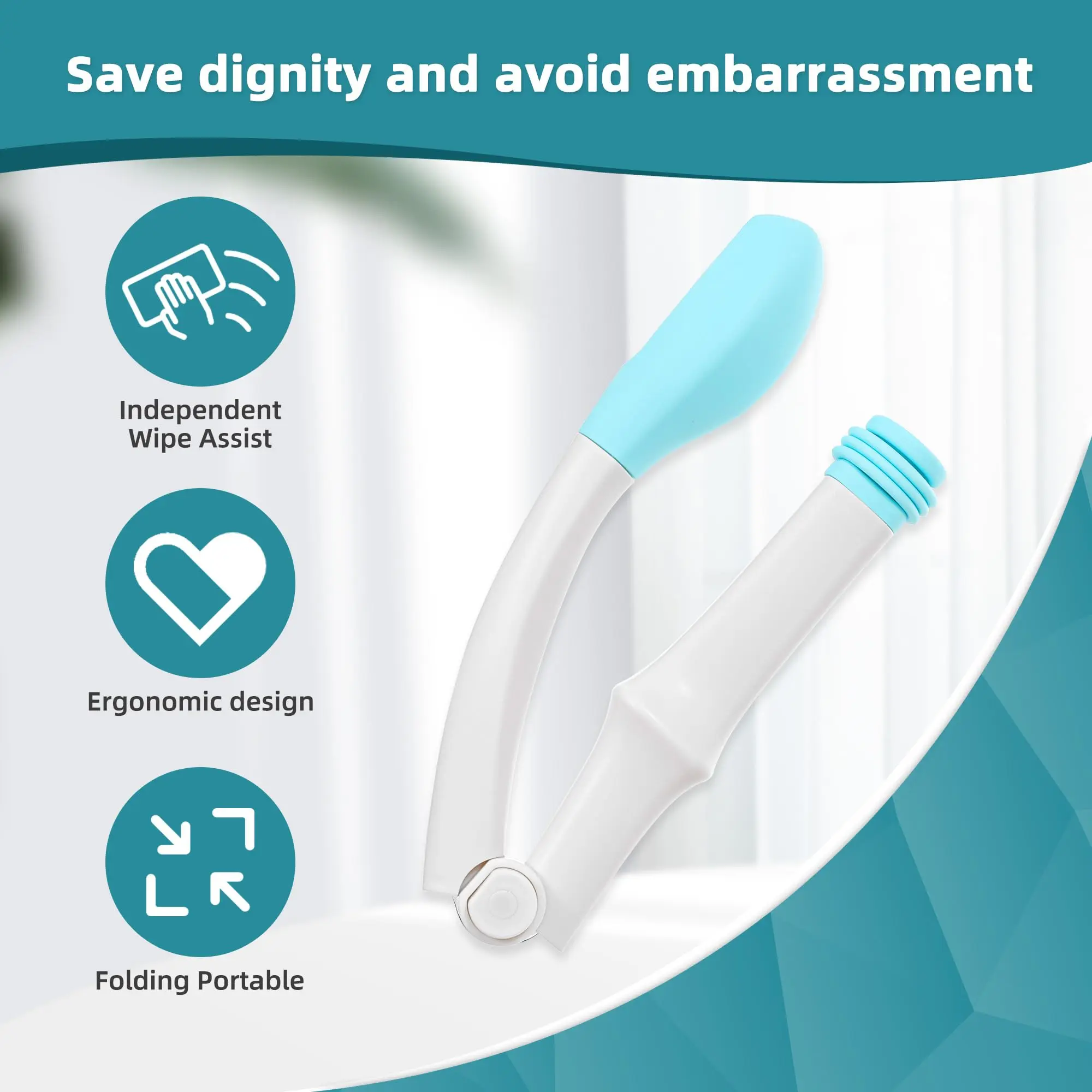 Foldable Toilet Aid, 15.6“ Long Comfort Wipe Wand Bottom Buddy Toilet ...