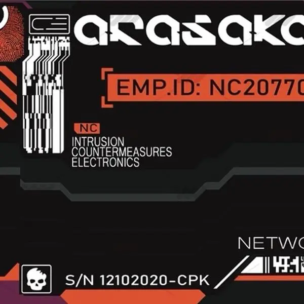 Arasaka Cyberpunk Themed Cosplay 2077 Style he Ultimate Rectangle Sticker for Anywhere & Anything  Minimal Tech Style | Waterproof | Perfect Fit for Laptops, Cards & Accessories