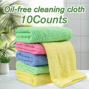 10 Counts Soft Absorbent Bamboo Fiber Dish Cloths, reusable bamboo pulp material for eco-friendly household cleaning, Mixed Color