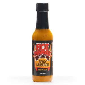Hot Mama's Spicy Belize Mustard - 5 oz No Preservatives Non GMO Vegan Gluten-Free Sauce with Habanero Peppers Papaya Turmeric Flavor