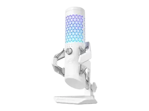 ASUS ROG Carnyx USB Gaming Microphone (25mm condenser capsule, 192kHz/24-bit, cardioid, high-pass filter, built-in pop filter, metal shock mount, one-touch mute, USB, Aura Sync RGB) - White