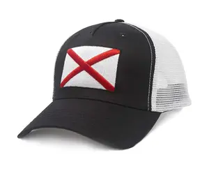 Alabama Flag Trucker Baseball Snapback Hat (Black) - International Tie