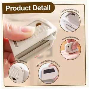 New Portable Magnetic Package Opener, Auto-Retractable Utility Knife with Safety Ceramic Blade & Right-Angle Groove for Cardboard & Crafts
