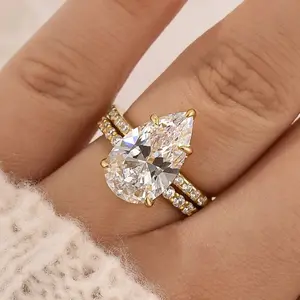 Maxine 4.5ct Pear Cut Insert Engagement Ring Set,Bridal Ring Set,5A Cubic Zirconia Women's Ring Jewelry,Wedding Ring Set for Daily,Travel,Proposal,Birthday,Anniversary