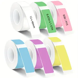Original P21 label making tape, compatible with printing paper, 12x40mm (0.47 "x1.57"), standard laminated office label tape replacement roll, multi-purpose P21160 roll/roll, 6-color mixed 6 rolls, suitable for D30, Christmas/Halloween special labels